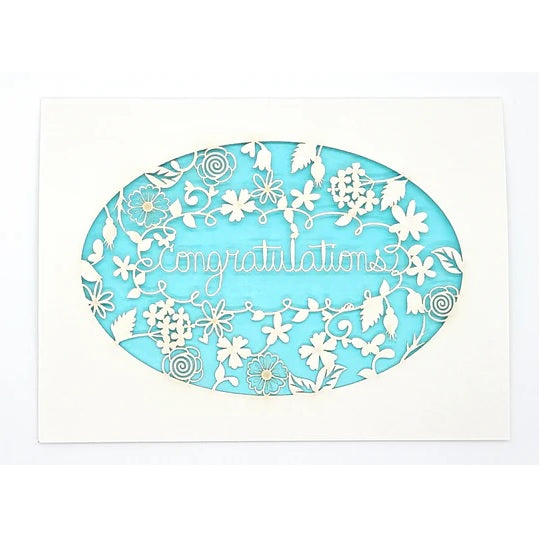 Laser Cut Greeting Card: Congratulations Wreath