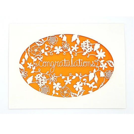 Laser Cut Greeting Card: Congratulations Wreath