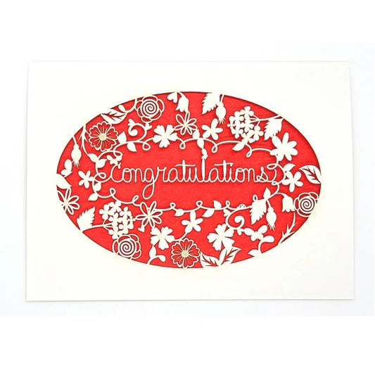 Laser Cut Greeting Card: Congratulations Wreath
