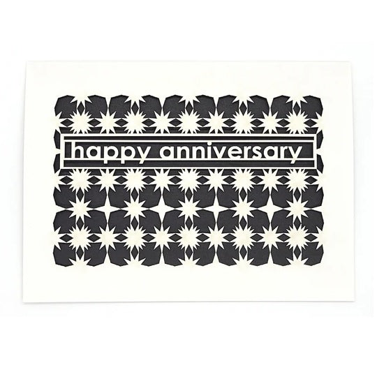 Laser Cut Greeting Card: Happy Anniversary Stars and Diamonds
