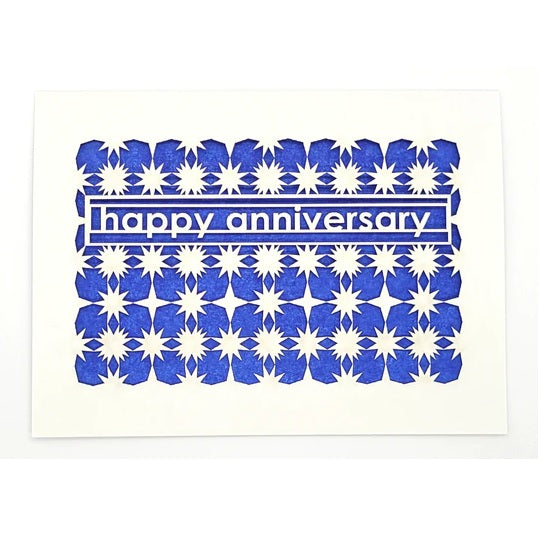Laser Cut Greeting Card: Happy Anniversary Stars and Diamonds