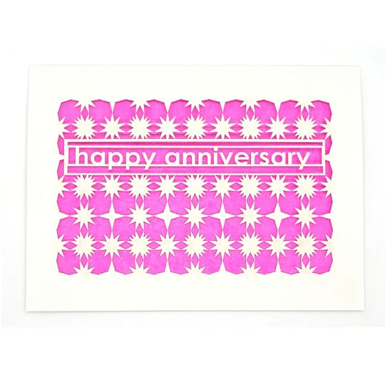 Laser Cut Greeting Card: Happy Anniversary Stars and Diamonds