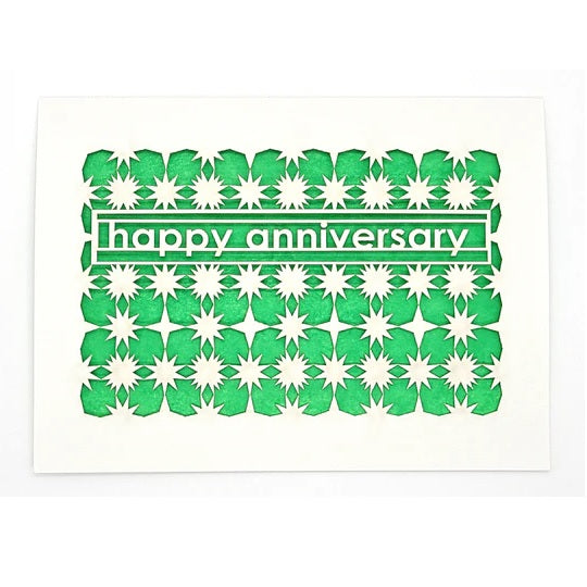 Laser Cut Greeting Card: Happy Anniversary Stars and Diamonds