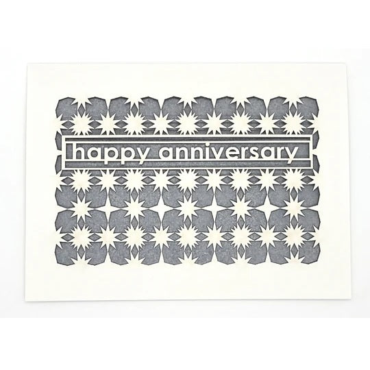 Laser Cut Greeting Card: Happy Anniversary Stars and Diamonds