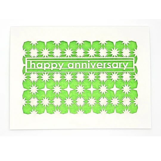 Laser Cut Greeting Card: Happy Anniversary Stars and Diamonds