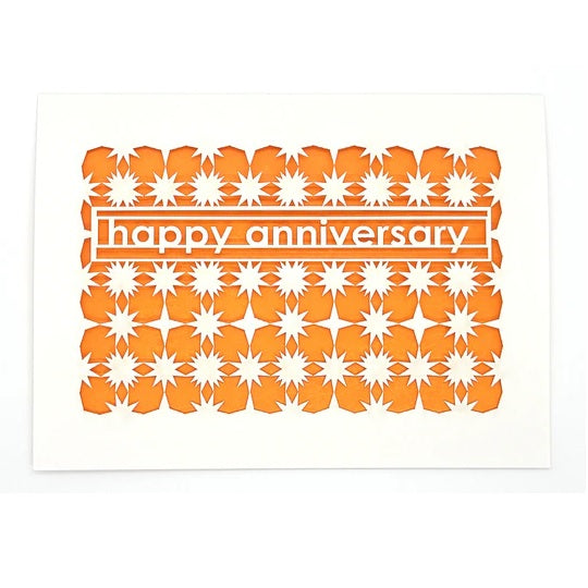 Laser Cut Greeting Card: Happy Anniversary Stars and Diamonds