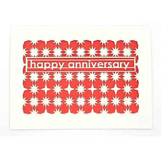Laser Cut Greeting Card: Happy Anniversary Stars and Diamonds