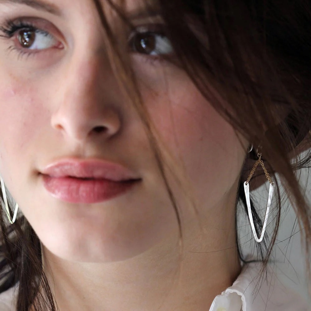 Deep Chevron Earrings in Mixed Metals