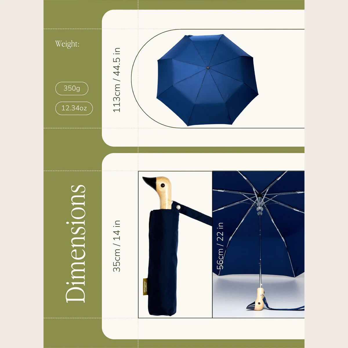 Navy Compact Duck Umbrella