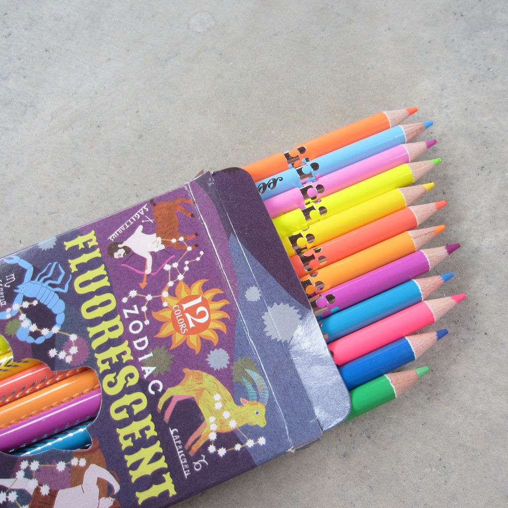 Colored Pencils: 12 Zodiac Fluorescent