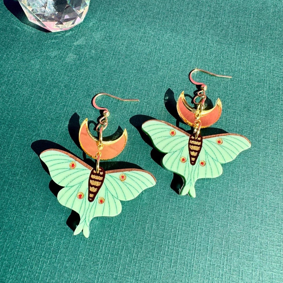 Lunar Moth Acrylic Earrings