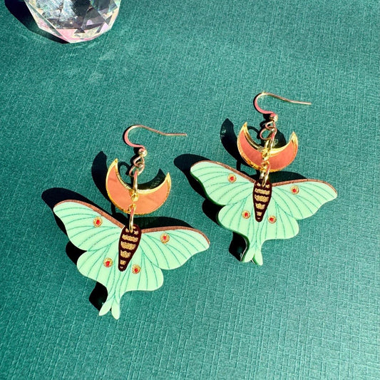 Lunar Moth Acrylic Earrings
