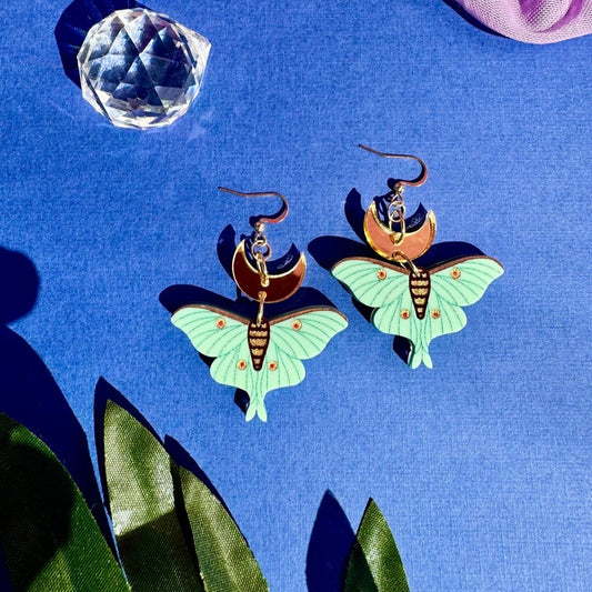 Lunar Moth Acrylic Earrings