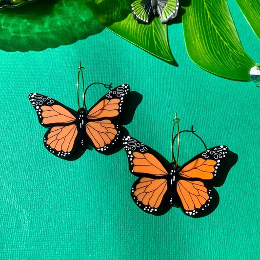 Monarch Butterfly Acrylic Earrings