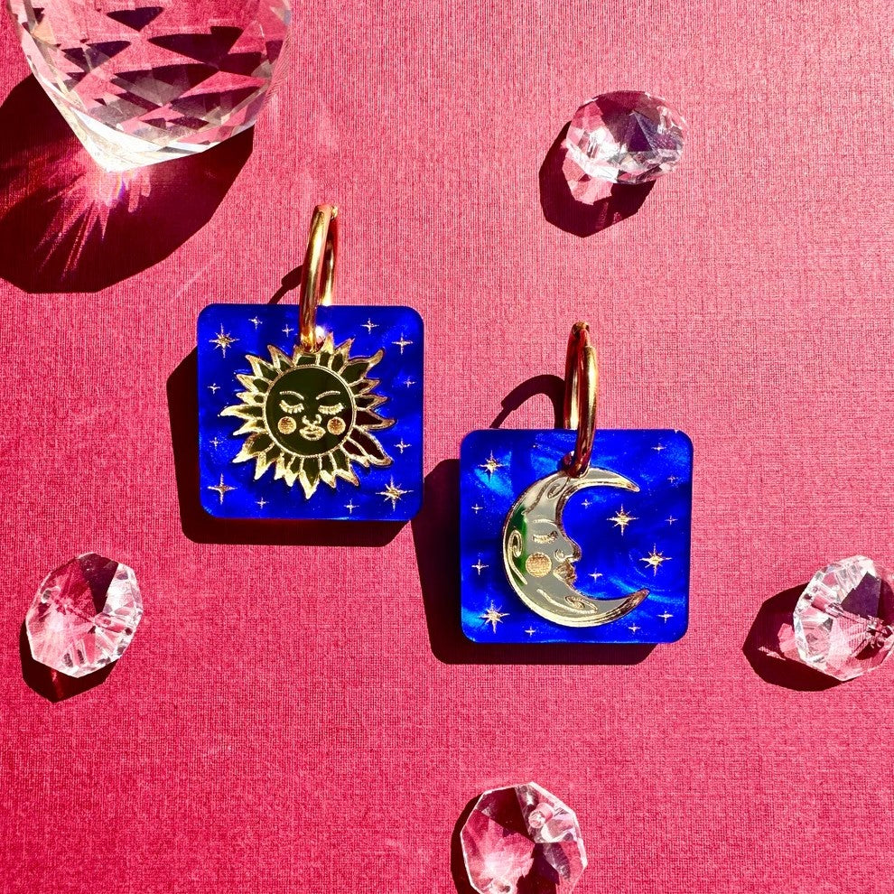 Sun and Moon Tile Acrylic Earrings