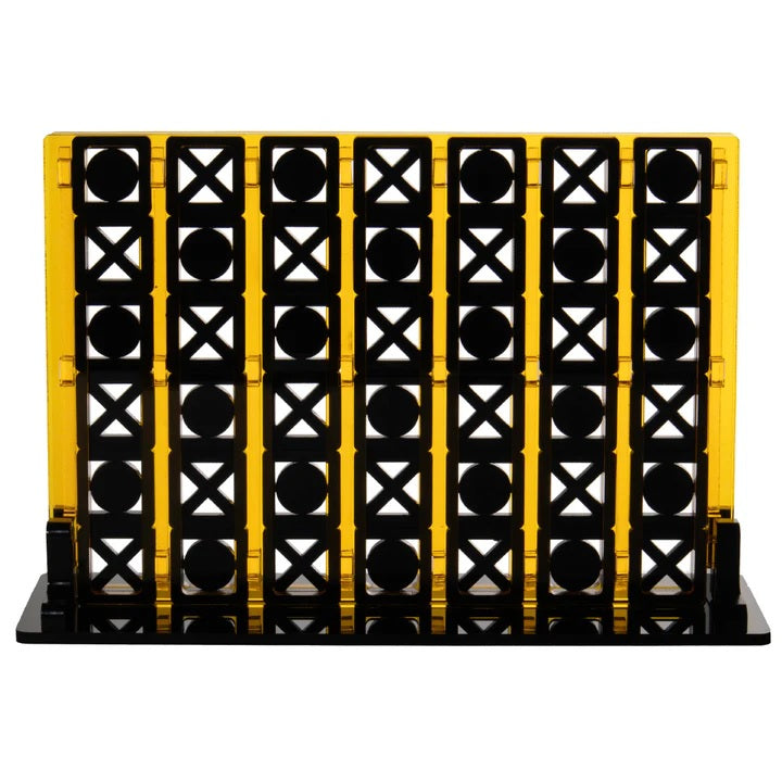 Acrylic Four In A Row Game: Roman Lattice in Black and Gold