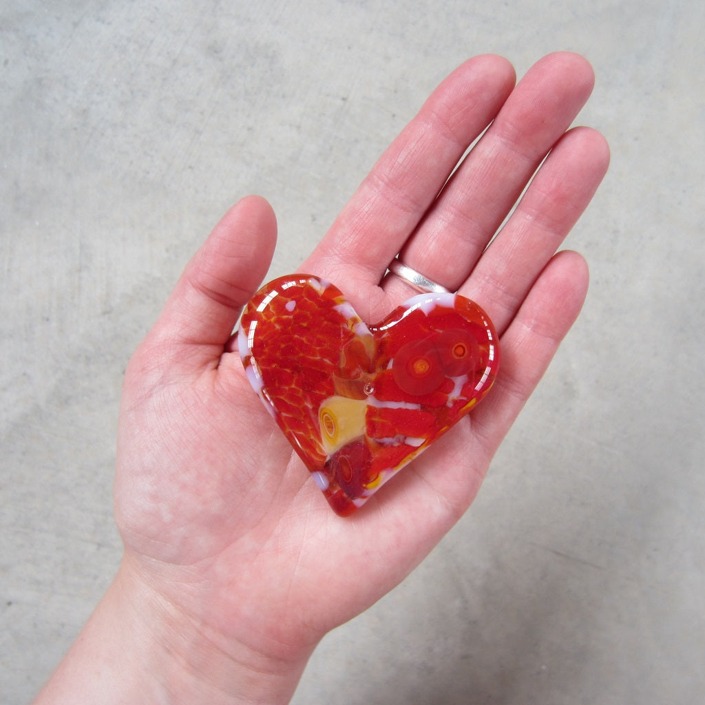 Fused Glass Heart: Red