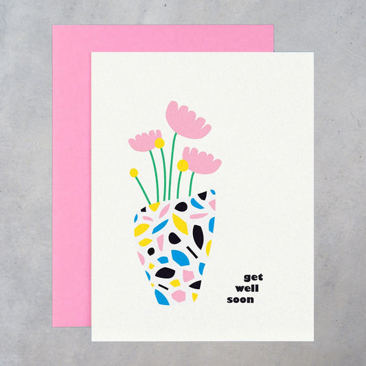Greeting Card: Get Well Soon Terrazzo Vase