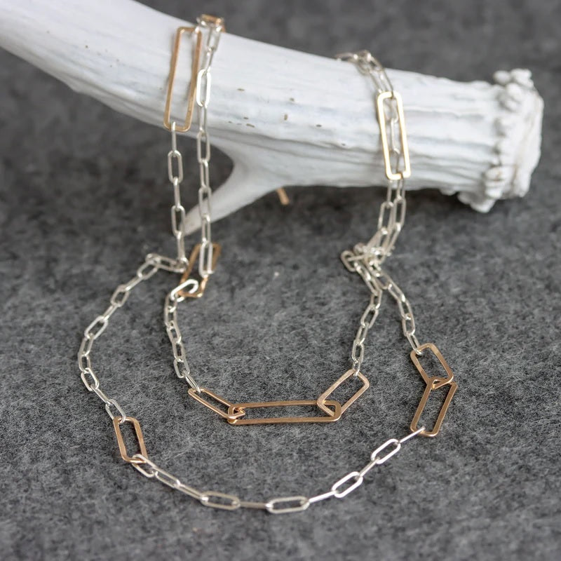 Geo Wrap Necklace in Mixed Metals