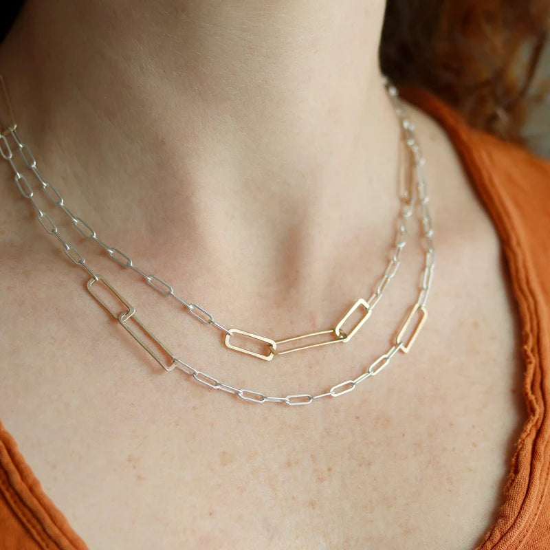 Geo Wrap Necklace in Mixed Metals