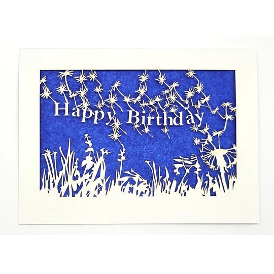 Laser Cut Greeting Card: Happy Birthday Dandelions