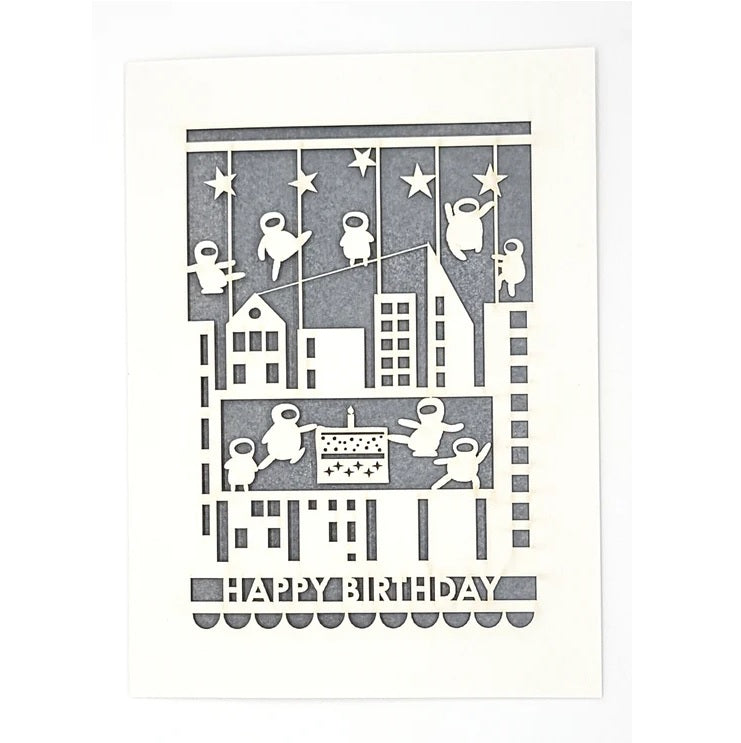 Laser Cut Greeting Card: Happy Birthday Ninjas
