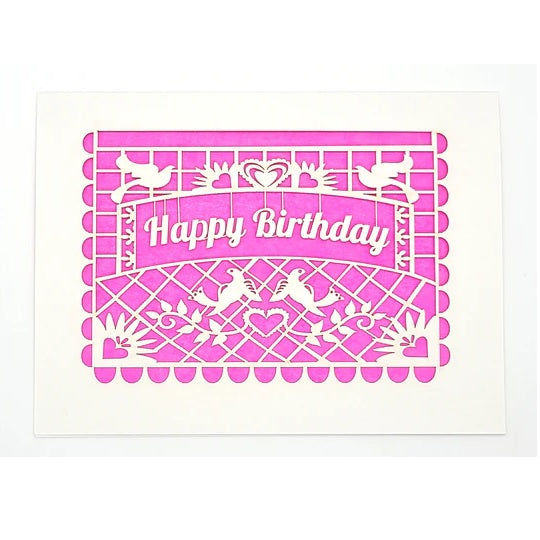 Laser Cut Greeting Card: Happy Birthday Papel Picado