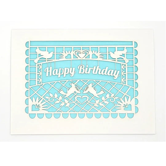 Laser Cut Greeting Card: Happy Birthday Papel Picado