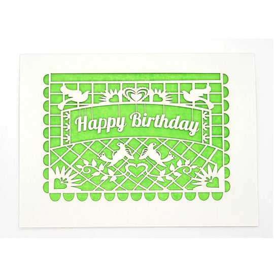 Laser Cut Greeting Card: Happy Birthday Papel Picado