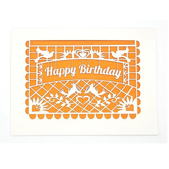 Laser Cut Greeting Card: Happy Birthday Papel Picado