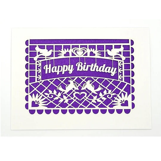 Laser Cut Greeting Card: Happy Birthday Papel Picado