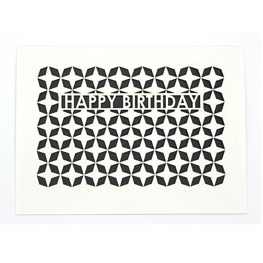 Laser Cut Greeting Card: Happy Birthday Diamonds