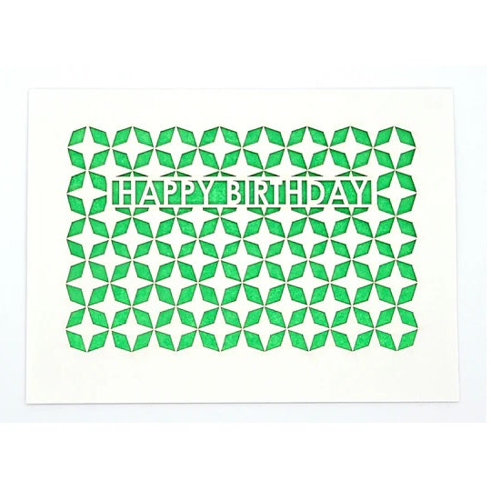 Laser Cut Greeting Card: Happy Birthday Diamonds
