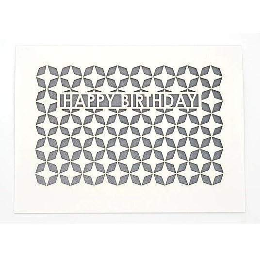 Laser Cut Greeting Card: Happy Birthday Diamonds