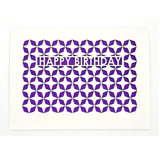 Laser Cut Greeting Card: Happy Birthday Diamonds