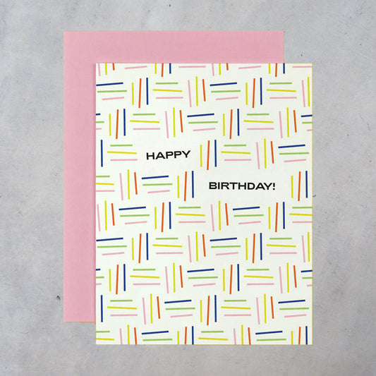 Greeting Card: Happy Birthday Lines Pattern