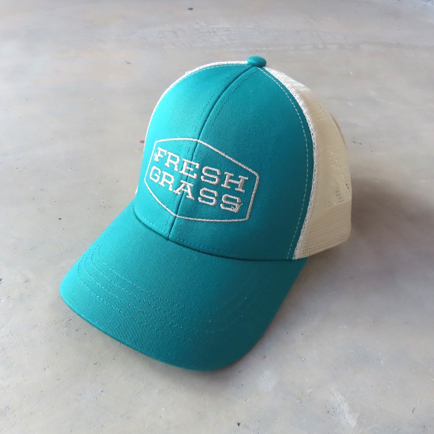 FreshGrass Trucker Hat: Leafy Logo