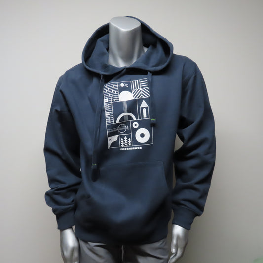 FreshGrass Hoodie: Blue with MASS MoCA Design (Unisex)