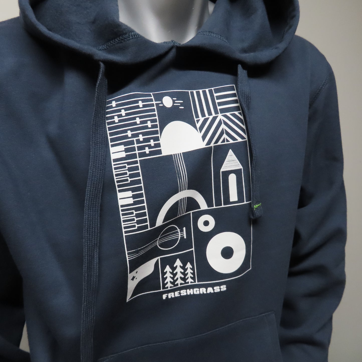 FreshGrass Hoodie: Blue with MASS MoCA Design (Unisex)
