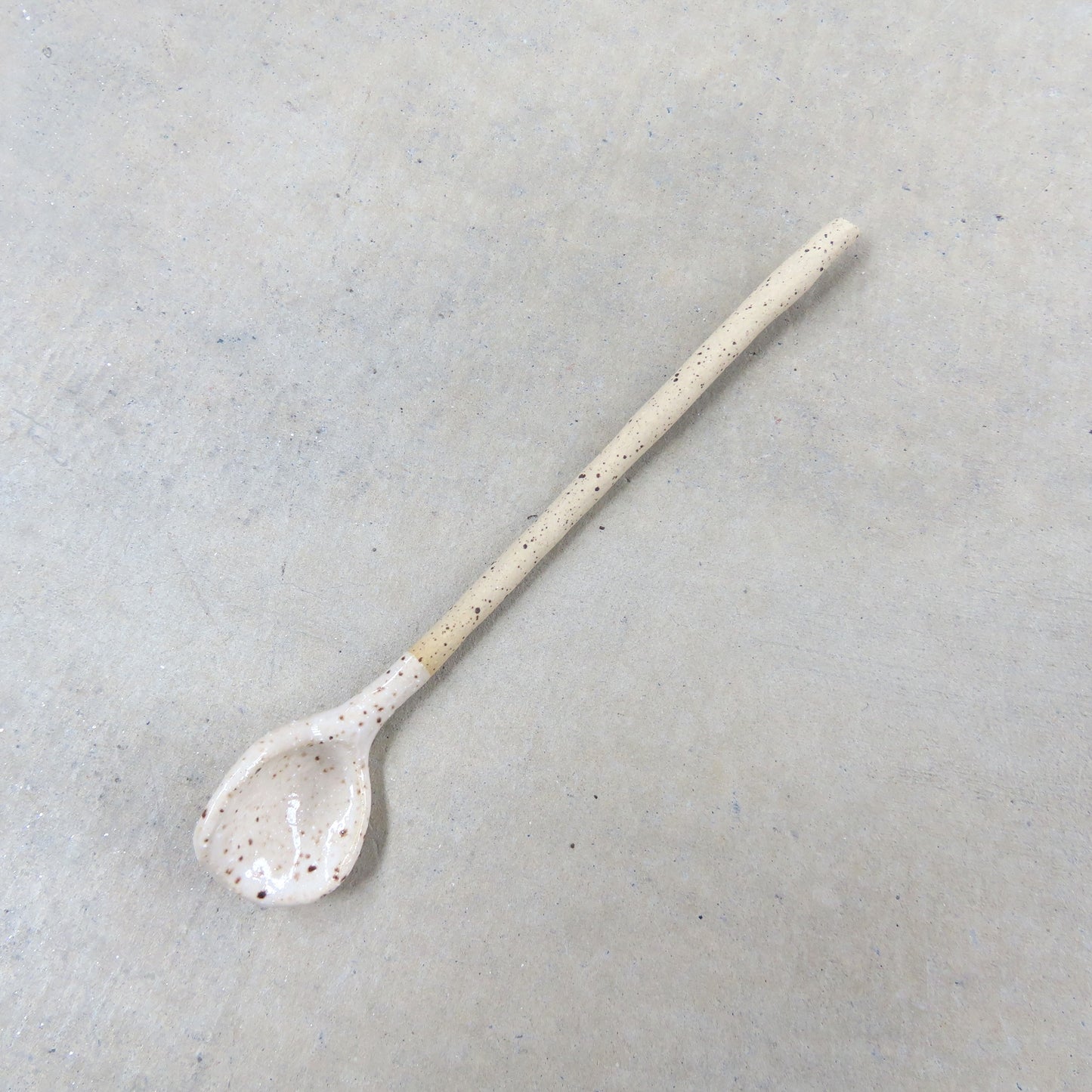 Handmade Ceramic Spoon: Speckled White