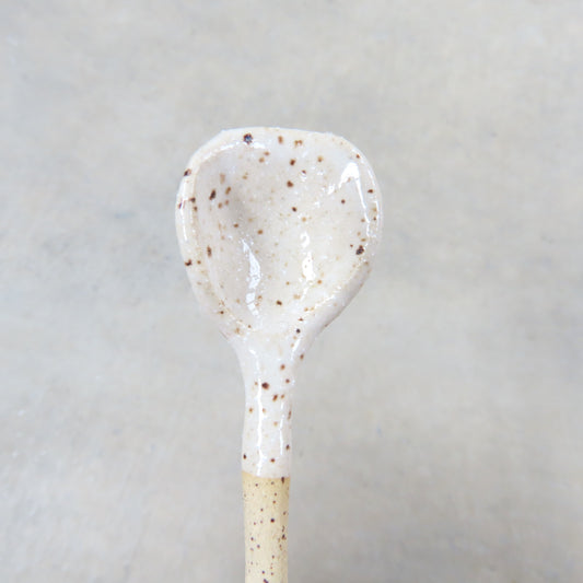 Handmade Ceramic Spoon: Speckled White
