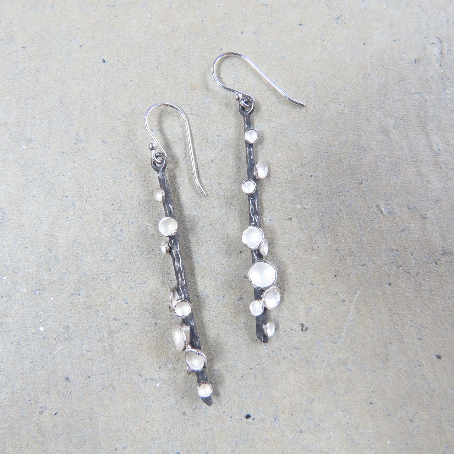 Long Stick Pod Earrings in Sterling Silver