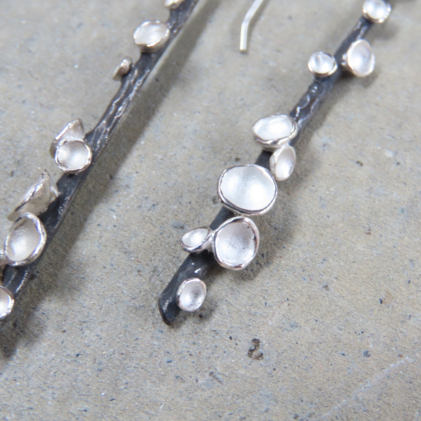 Long Stick Pod Earrings in Sterling Silver