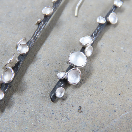 Long Stick Pod Earrings in Sterling Silver