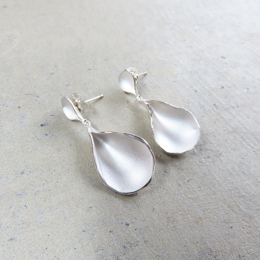 XL Petal Drop Stud Earrings in Sterling Silver