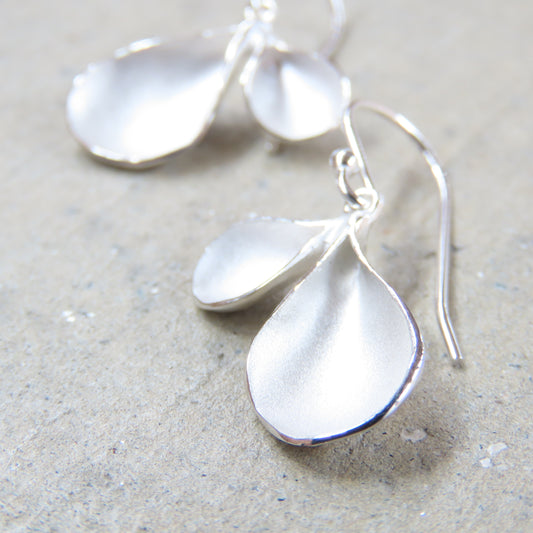 Medium Double Petal Earrings in Sterling Silver