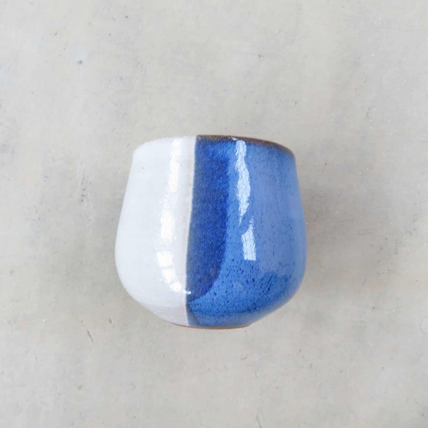 Medium Handmade Ceramic Tumbler: Equality Cobalt Blue and White