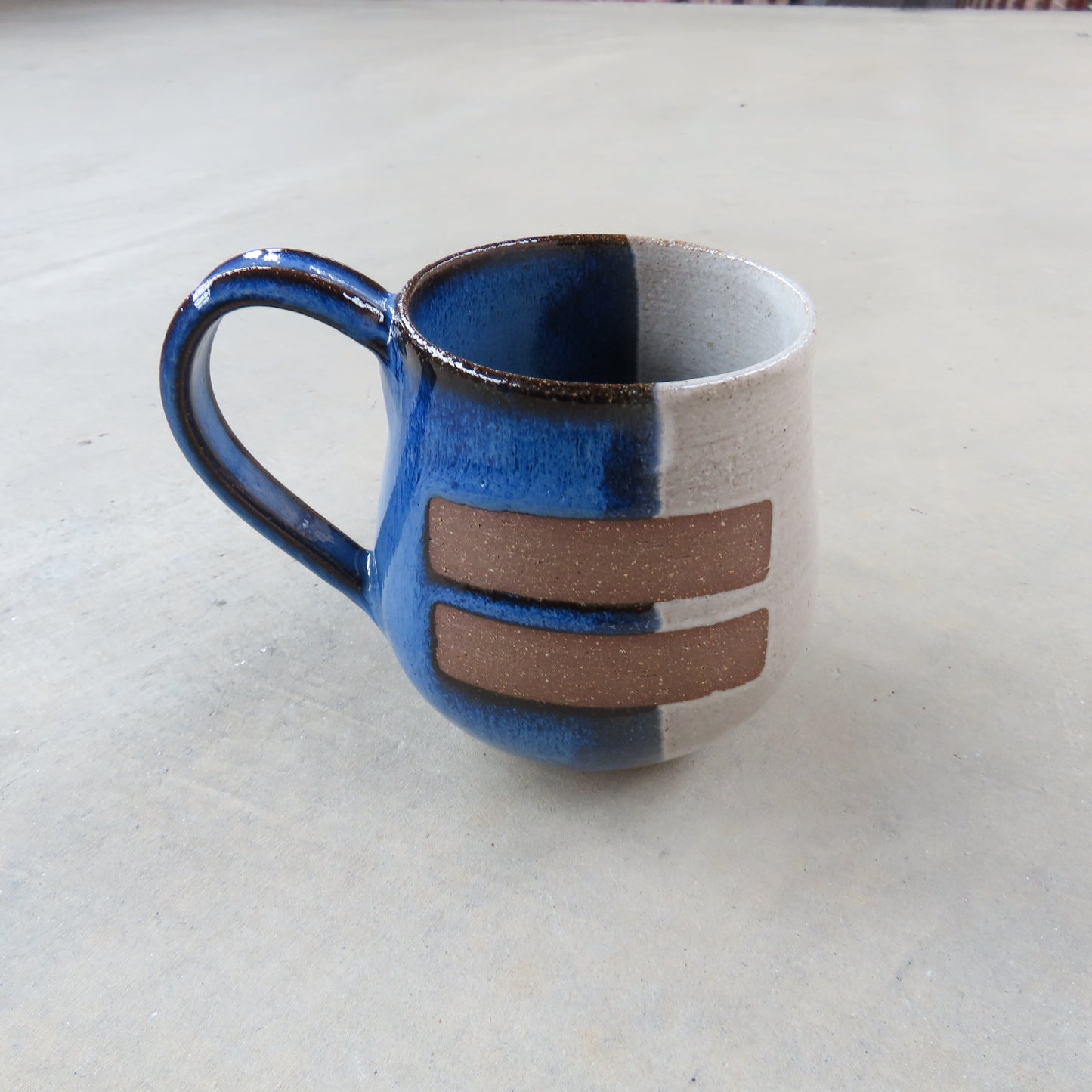 Medium Handmade Ceramic Mug: Equality Cobalt and White