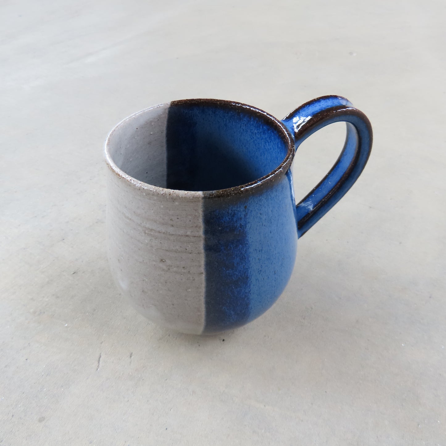 Medium Handmade Ceramic Mug: Equality Cobalt and White