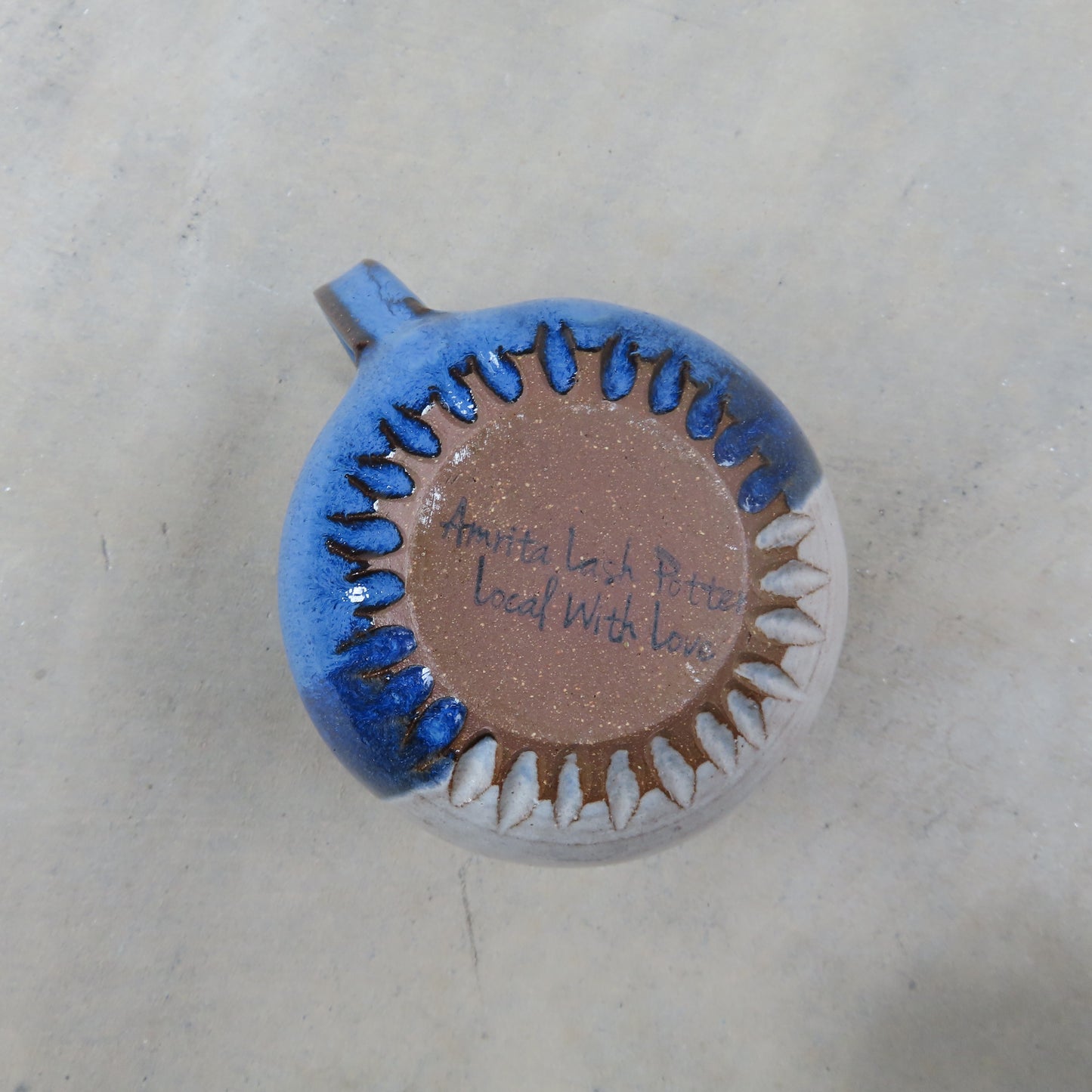 Medium Handmade Ceramic Mug: Equality Cobalt and White